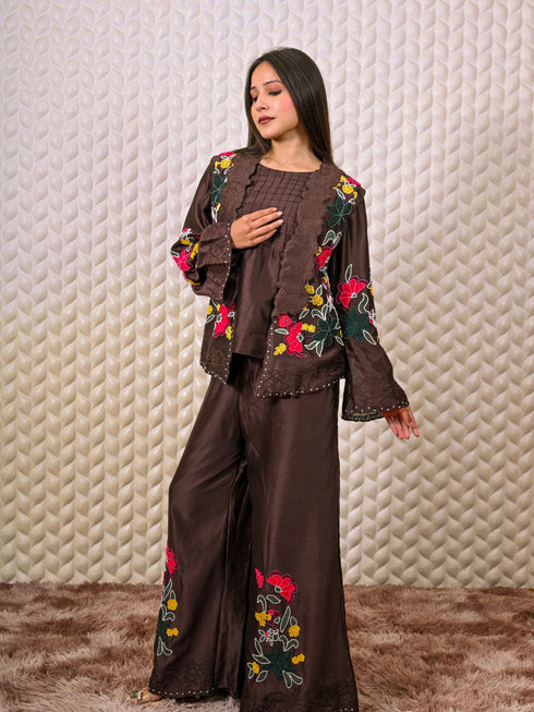 Brown Kurti with Cut & Thread Work